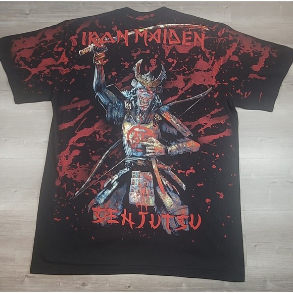 Iron Maiden tshirt All Over Print Eddie the Head Samurai Japanese Reboot Cut Tag - Picture 8 of 10